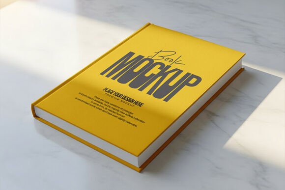 Download Minimal Hardcover Book Mockup on Marble - Premium Resources