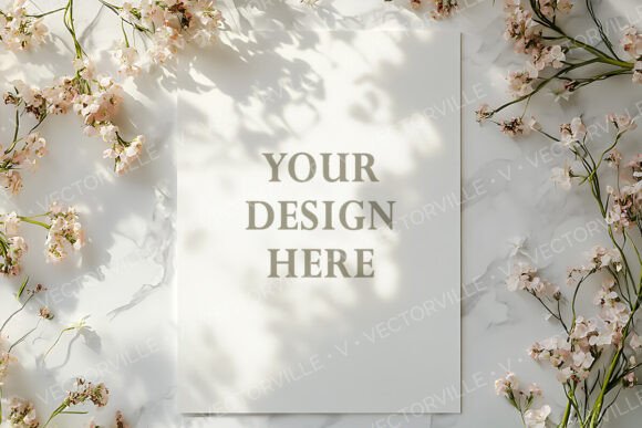 Download Marble Floral Mockup with Soft Shadows - Premium Bundle