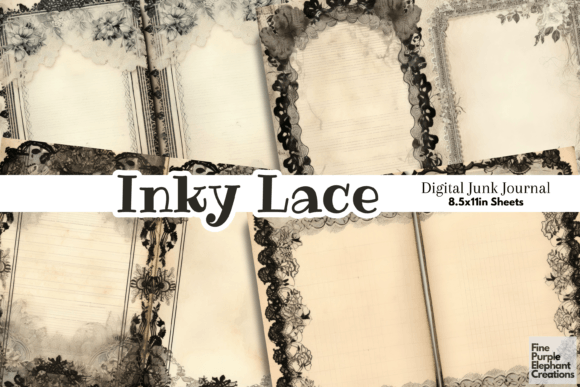 Download Vintage Black Lace Paper | Junk Journal - Black lace paper Collection